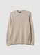 Beige pure cotton crew neck sweater regular fit_4