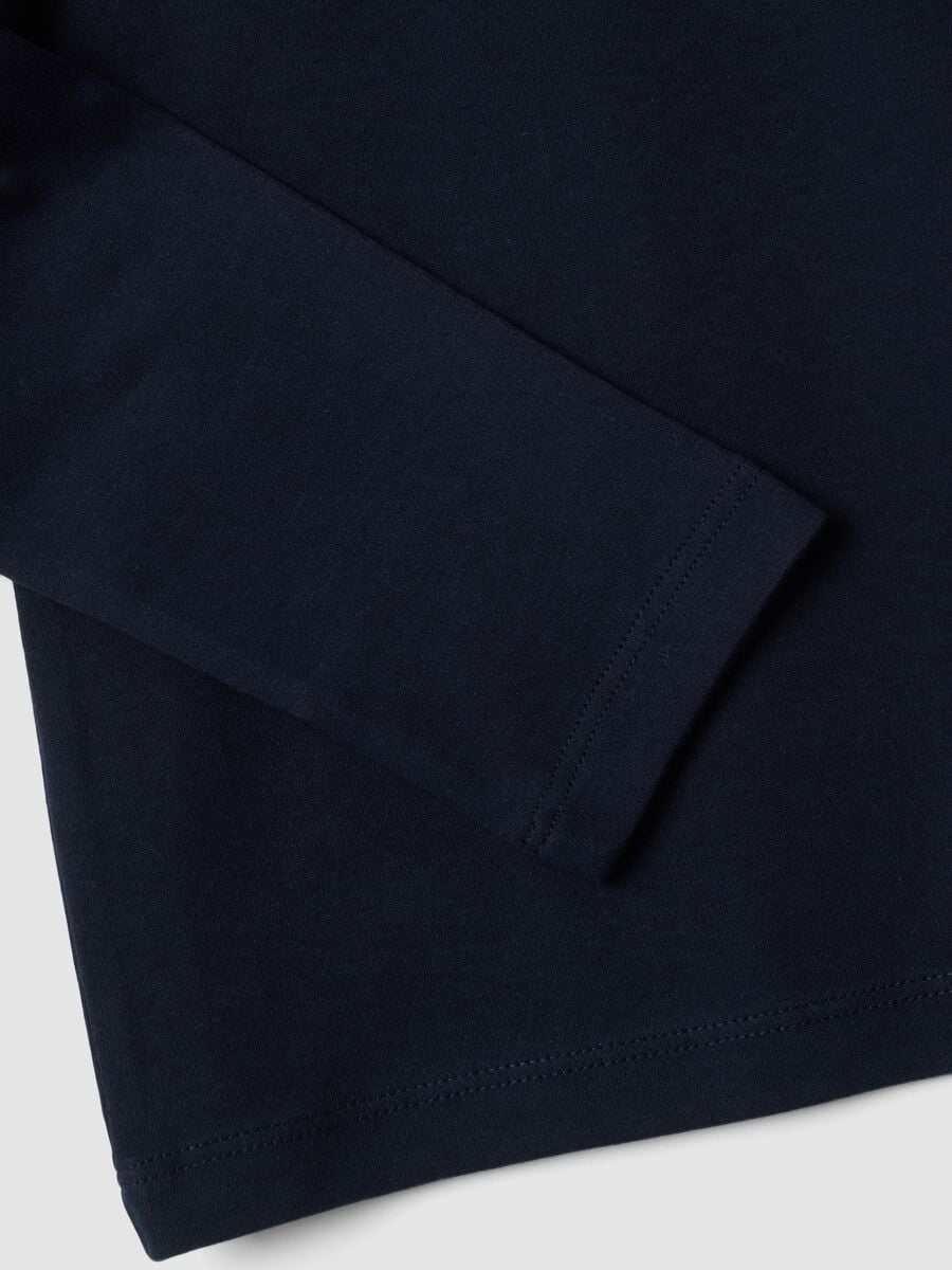 Blue roll-neck T-shirt in pure organic cotton_3