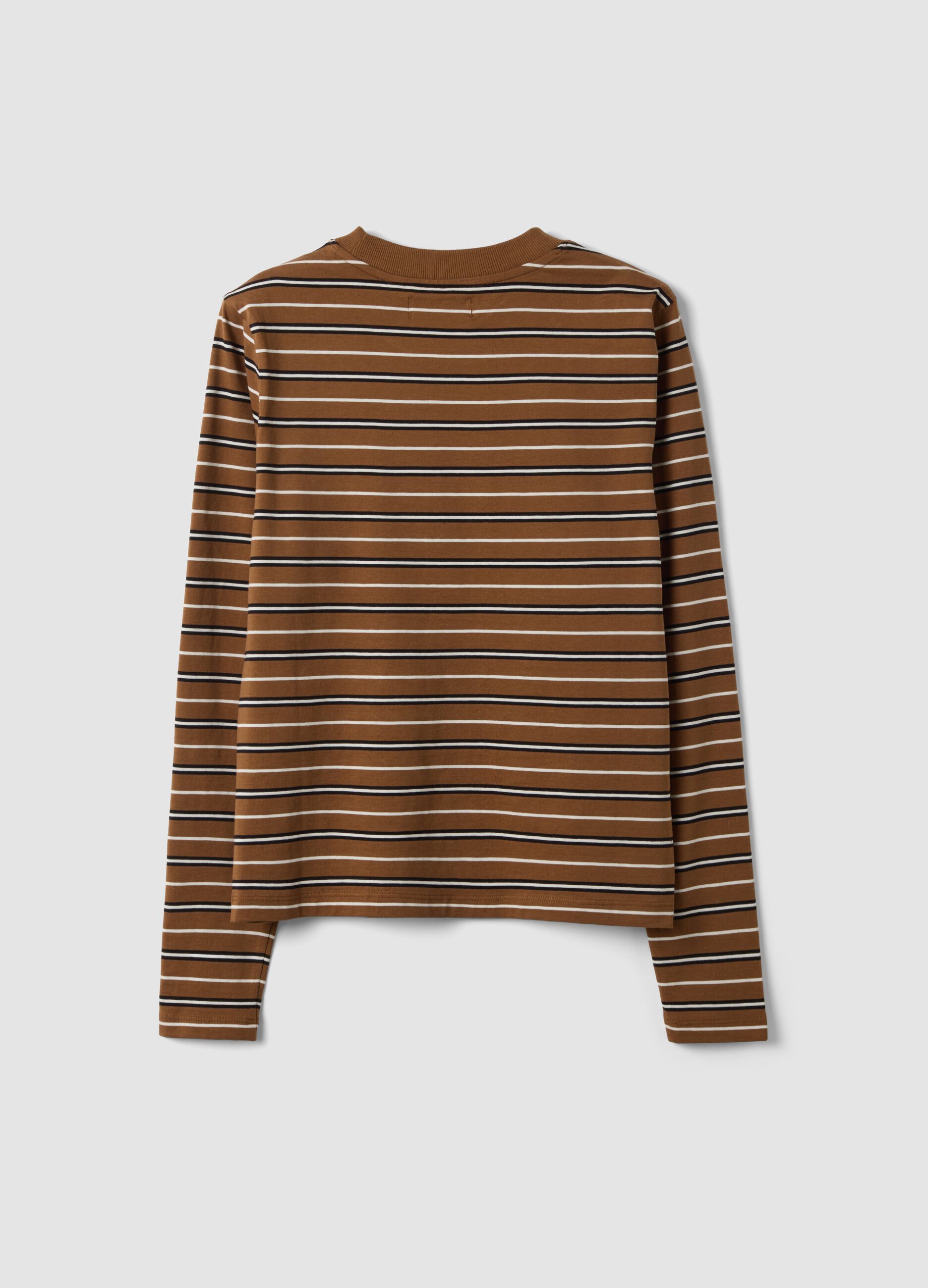 T-shirt multicolor in puro cotone a righe con girocollo regular fit