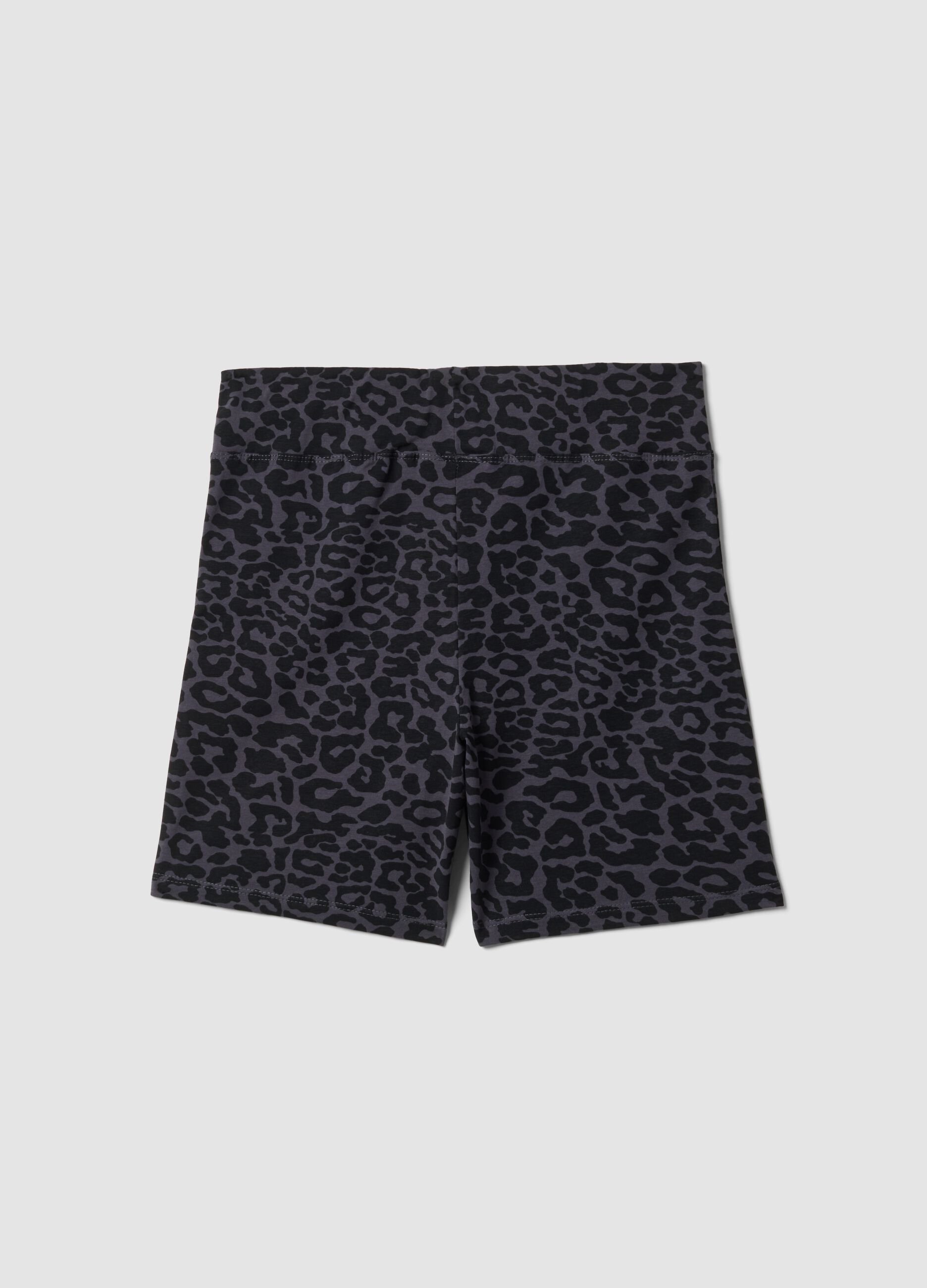 High-waisted black stretch cotton shorts