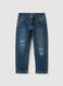 Straight-fit jeans with abrasions and print_0