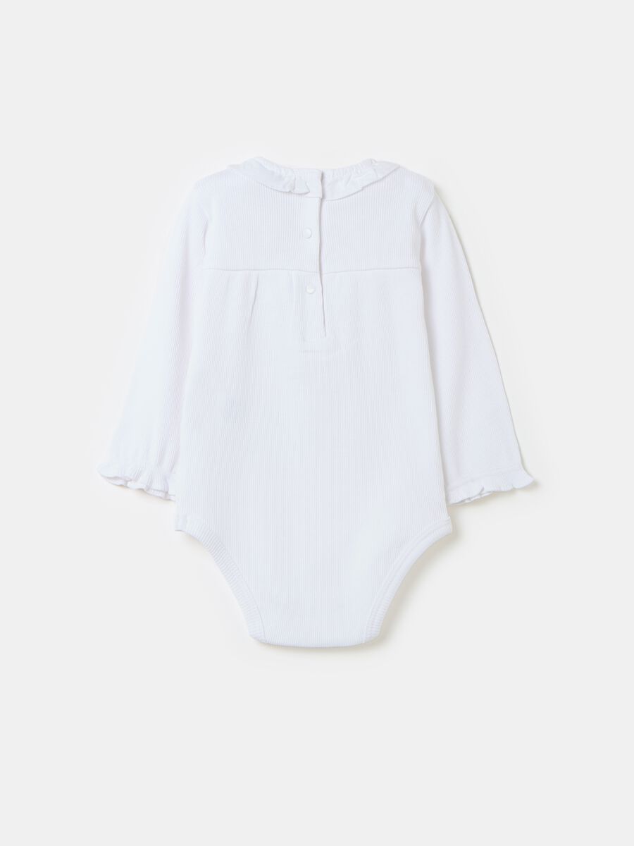 Ribbed organic cotton bodysuit with frills_1