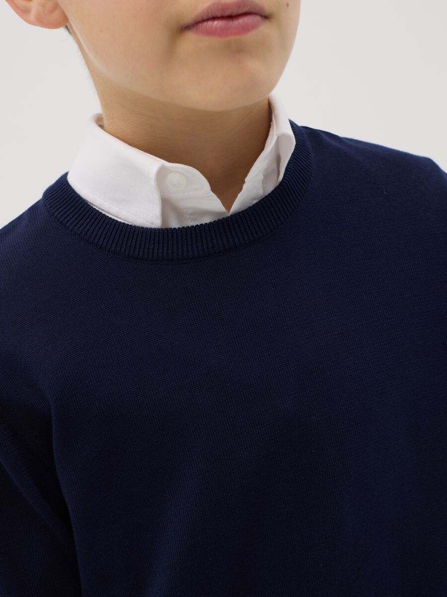 Solid colour cotton pullover_1