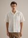 White short sleeve pure linen shirt regular fit_2