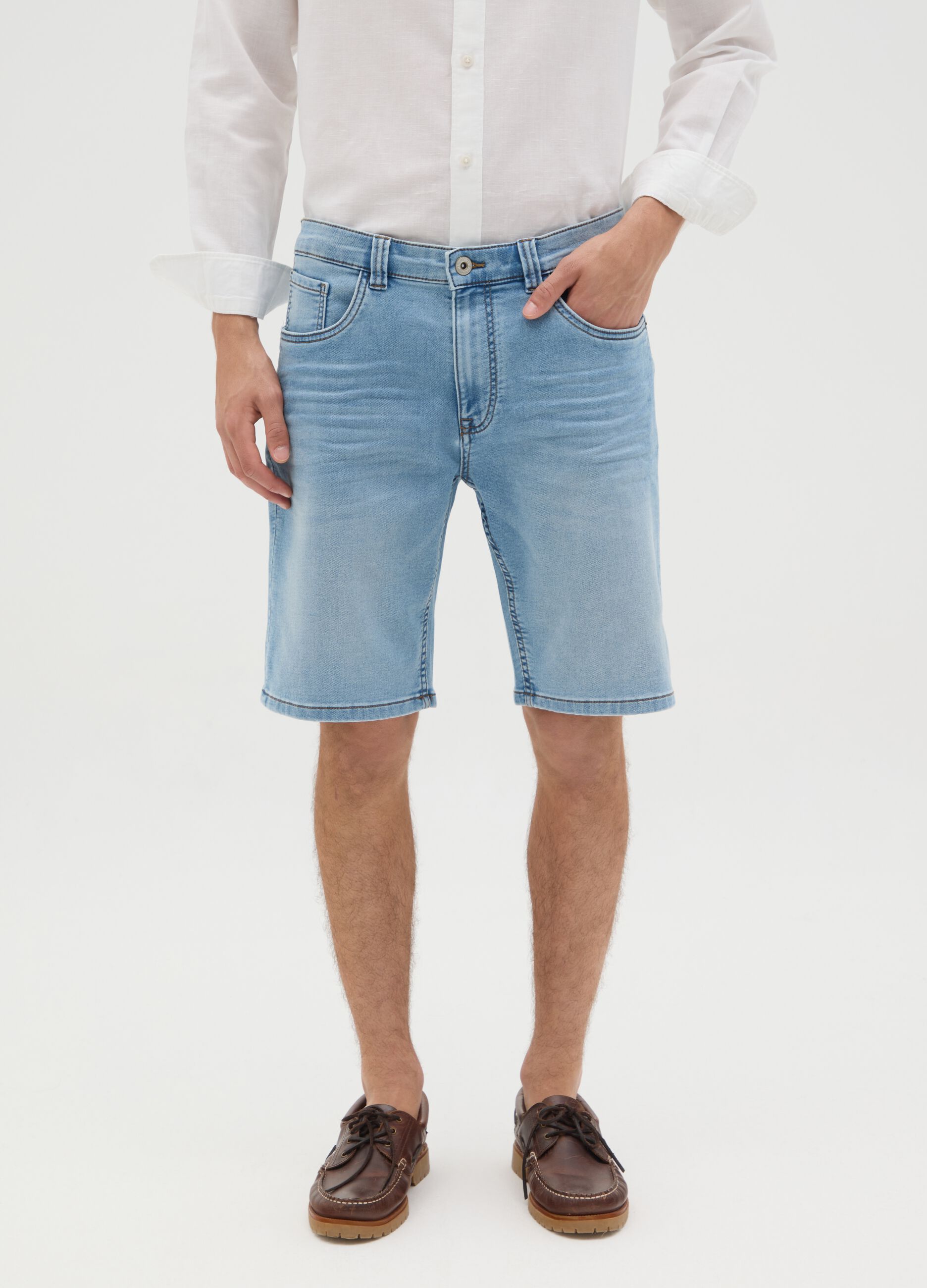 Men's Slim Fit Light Blue Denim Shorts