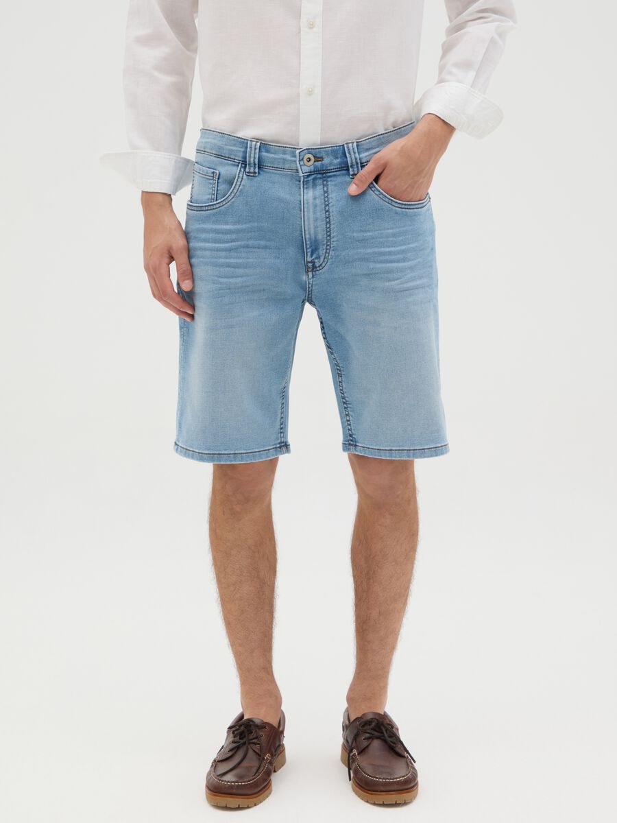 Men's Slim Fit Light Blue Denim Shorts_1