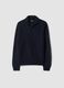 Blue ribbed shawl-collar jumper, regular fit_0