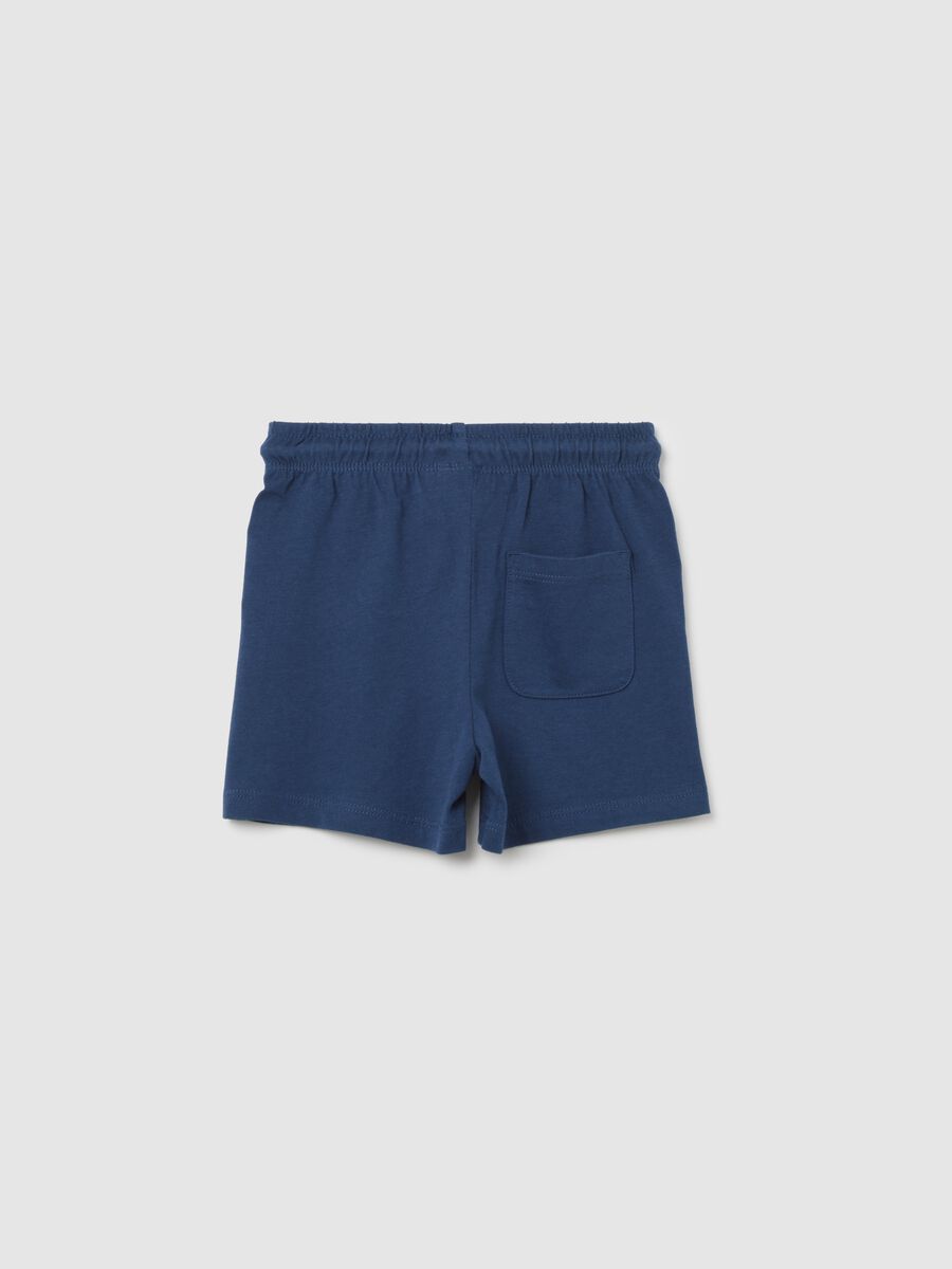 Blue pure cotton toddler shorts regular fit with elastic waist_1