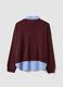 Red viscose-blend top with layered-look effect_6