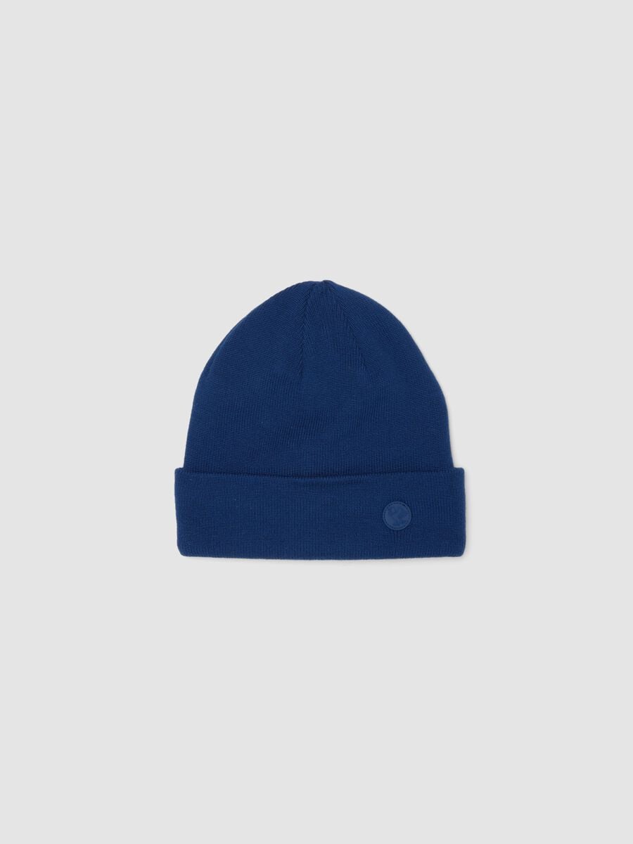 Blue cotton-blend jersey knit beanie_0