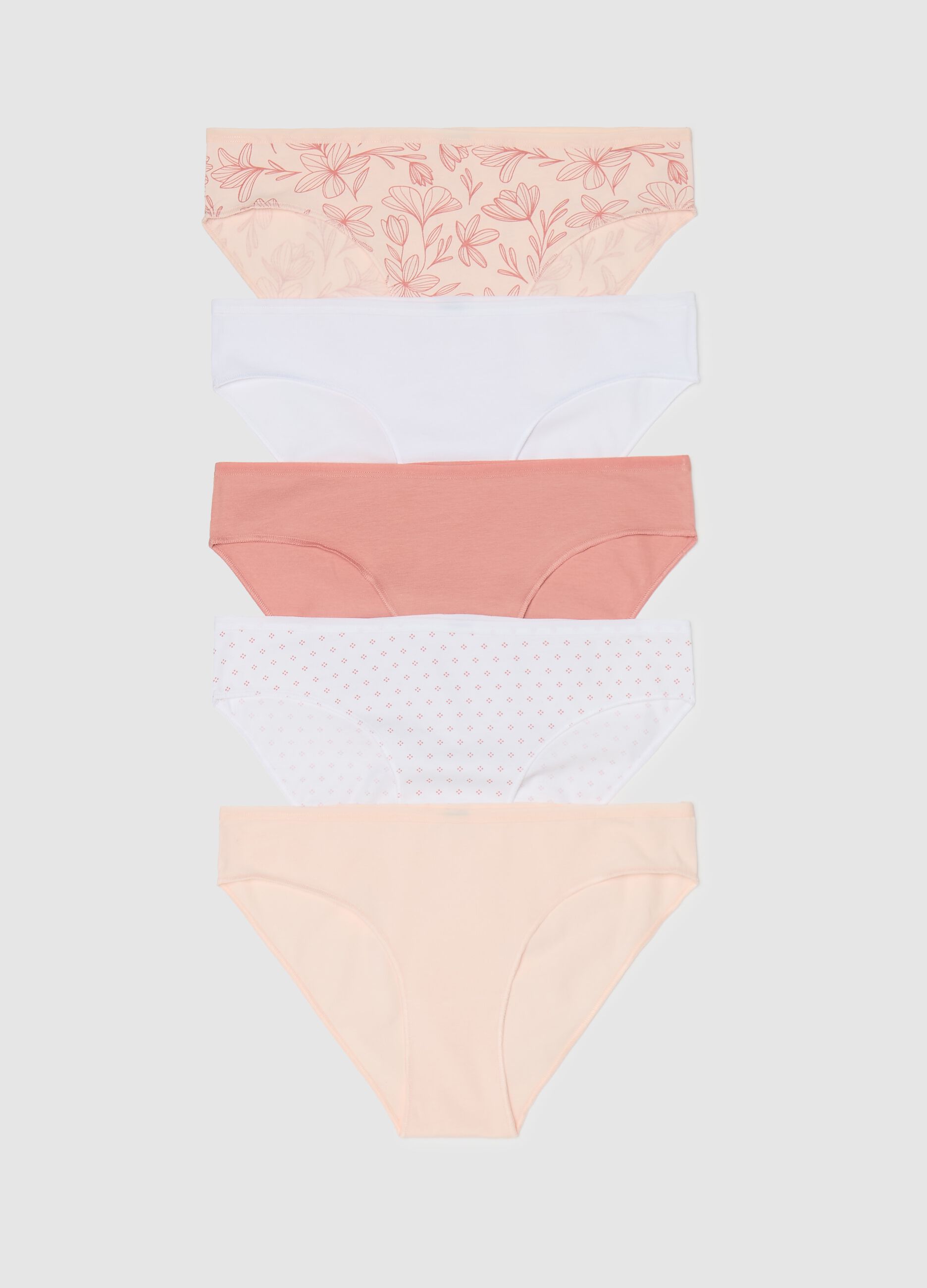 Five-pack briefs in stretch cotton with pattern