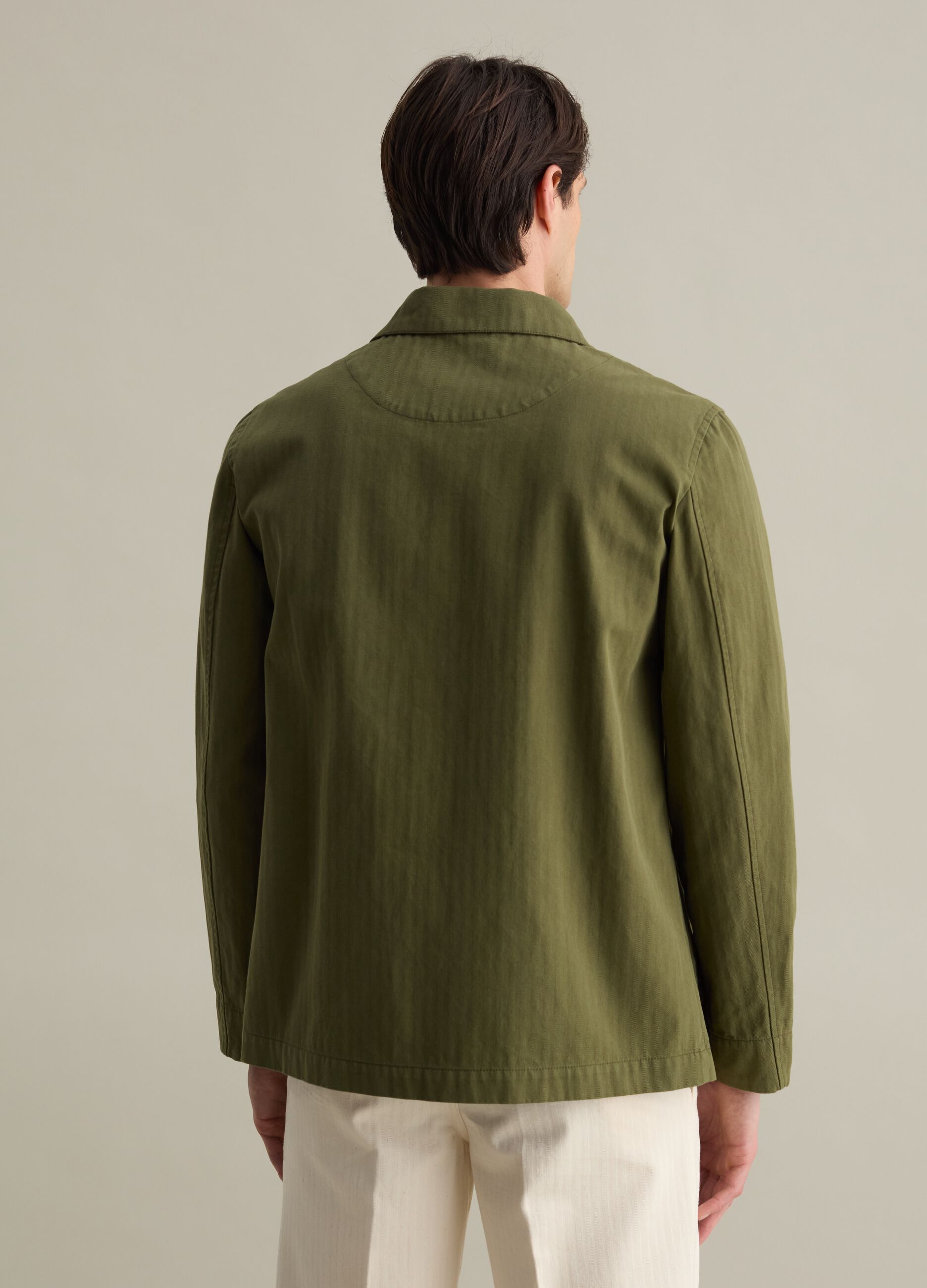 Striped shacket with herringbone motif