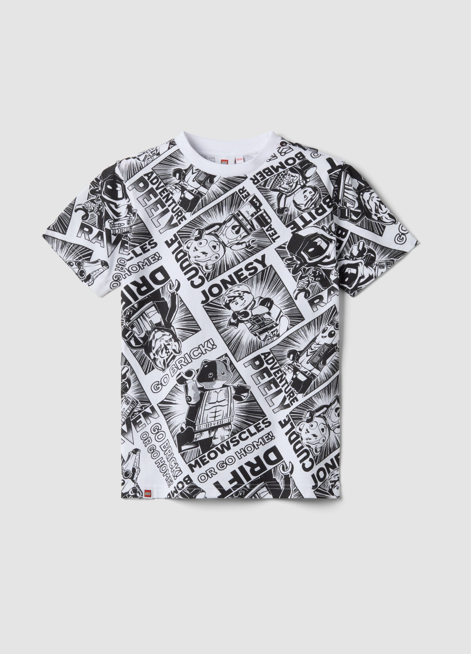Multicolour pure cotton kids' regular fit T-shirt with prints