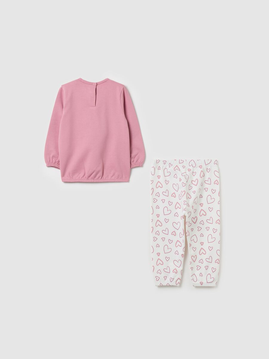 Pyjamas in organic cotton with hedgehog and hearts print_1