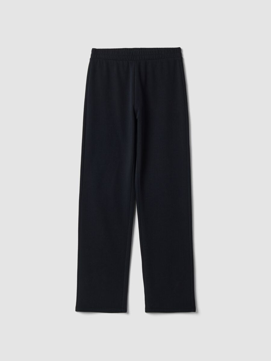 Black cotton-blend joggers with elasticated waistband, regular fit_0