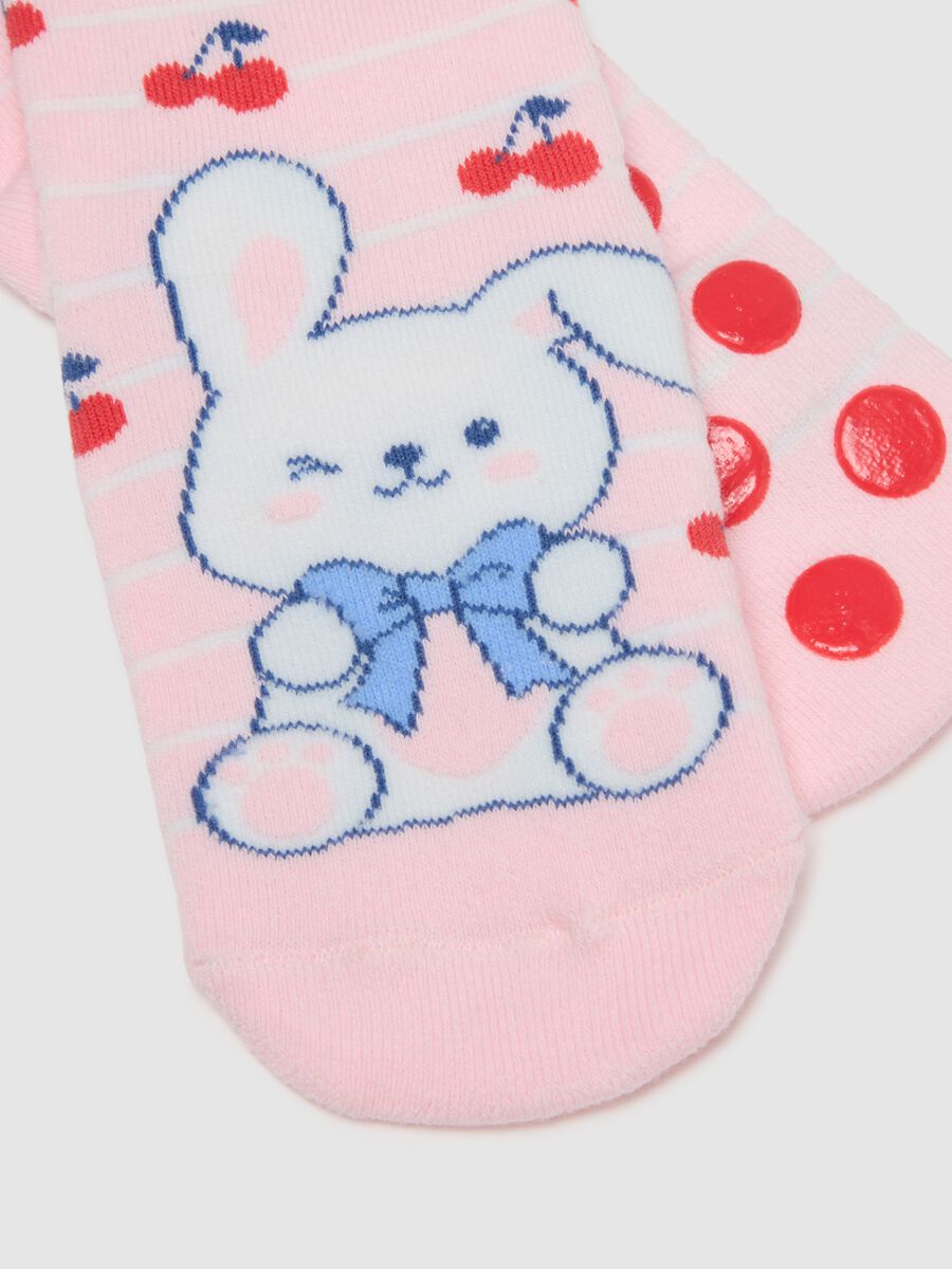 Pack of multicolour cotton stretch socks for girls with designs_1
