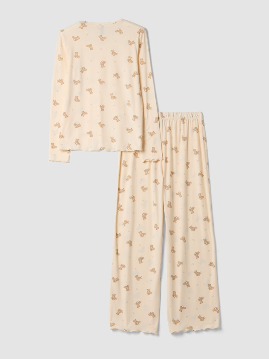 Pigiama bianco panna in tessuto elasticizzato girocollo_6