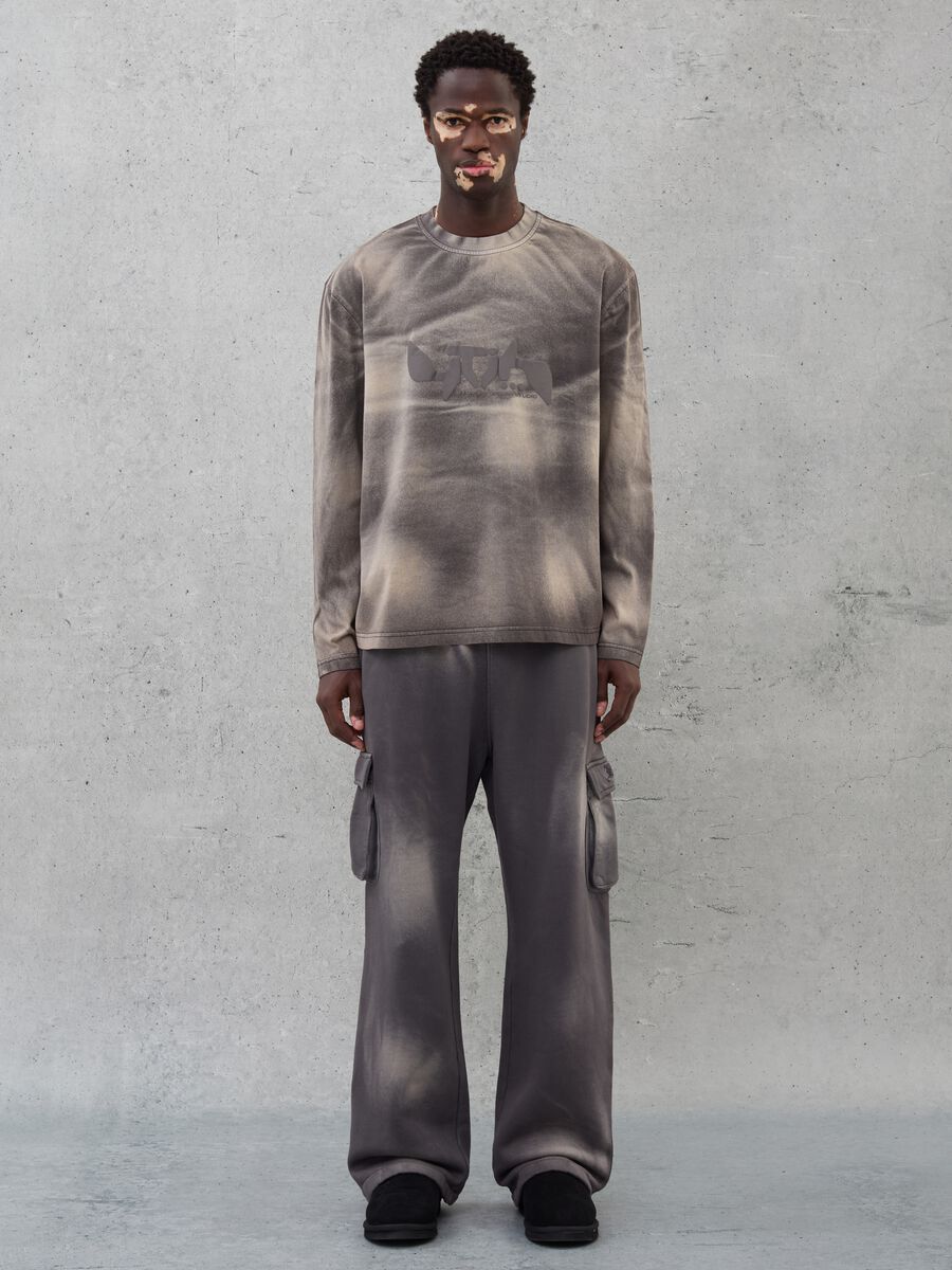 Long-sleeved Graphic T-shirt Vintage Grey & Sand dye_5