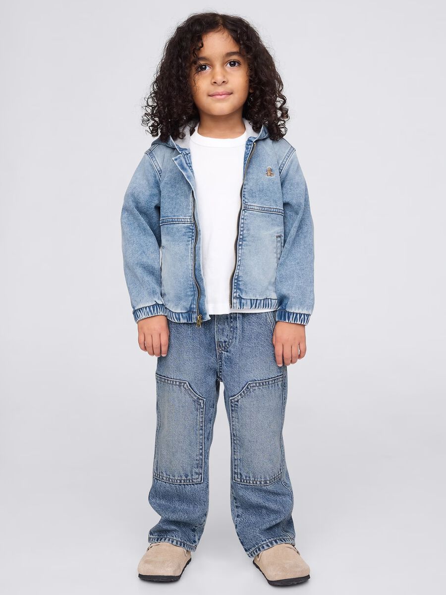 Denim joggers with drawstring and pockets_0