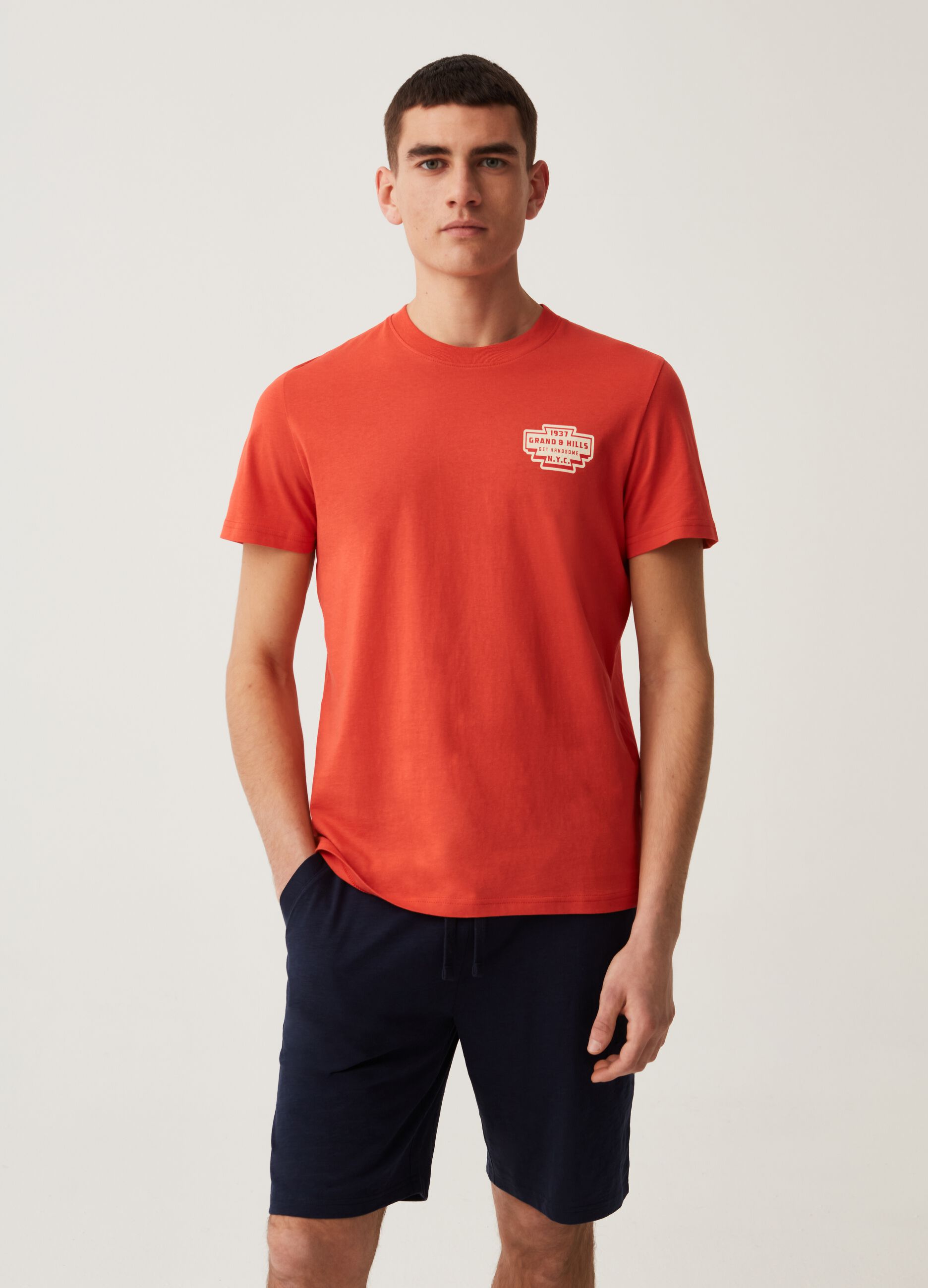 Ovs Bermuda jogger in cotone slub stampa Grand&Hills