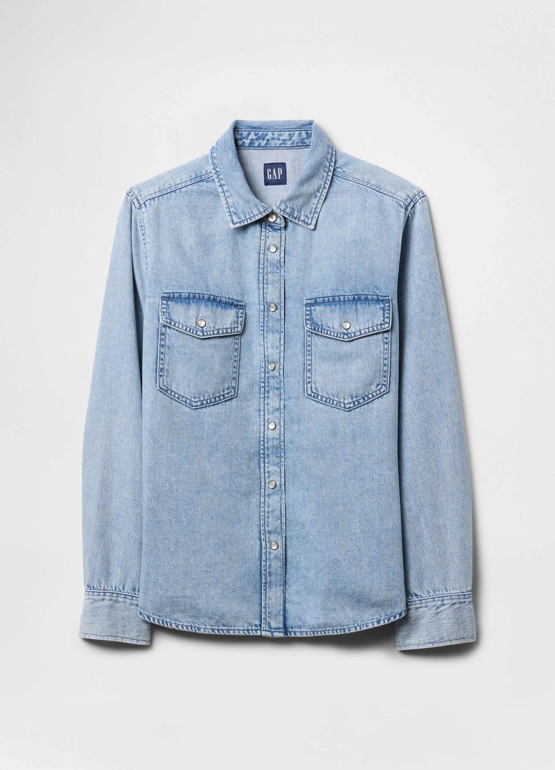 Denim Shirt with Snap Buttons