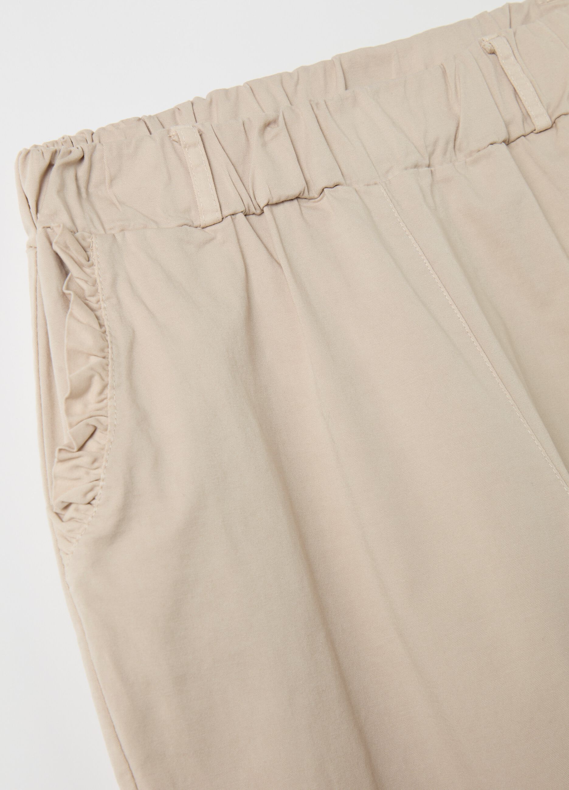 Stretch cotton trousers with drawstring