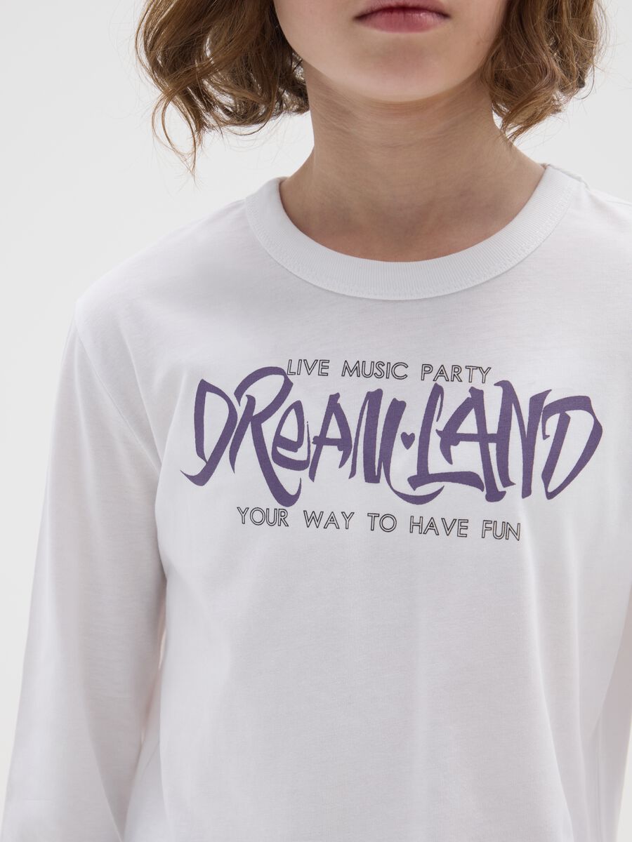 Girls' pure cotton white regular fit T-shirt with print_2