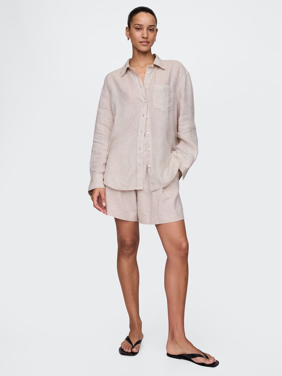 Beige Gap Shorts in Linen and Viscose_0