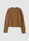 Brown crew-neck stretch wool cardigan, regular fit_2