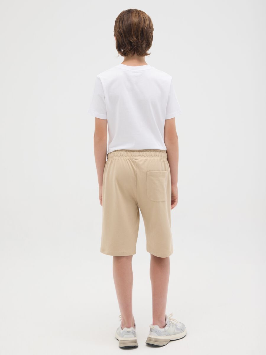 Pantaloni corti da ragazzo in puro cotone beige regular fit_1