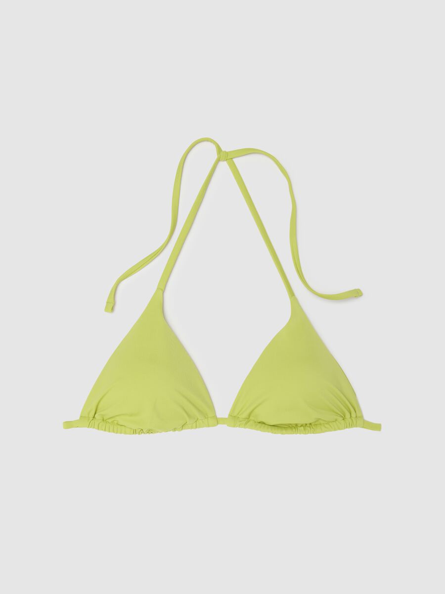 Green triangle bikini top with ties_4