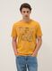 T-shirt arancione in puro cotone con stampa frontale regular fit_0