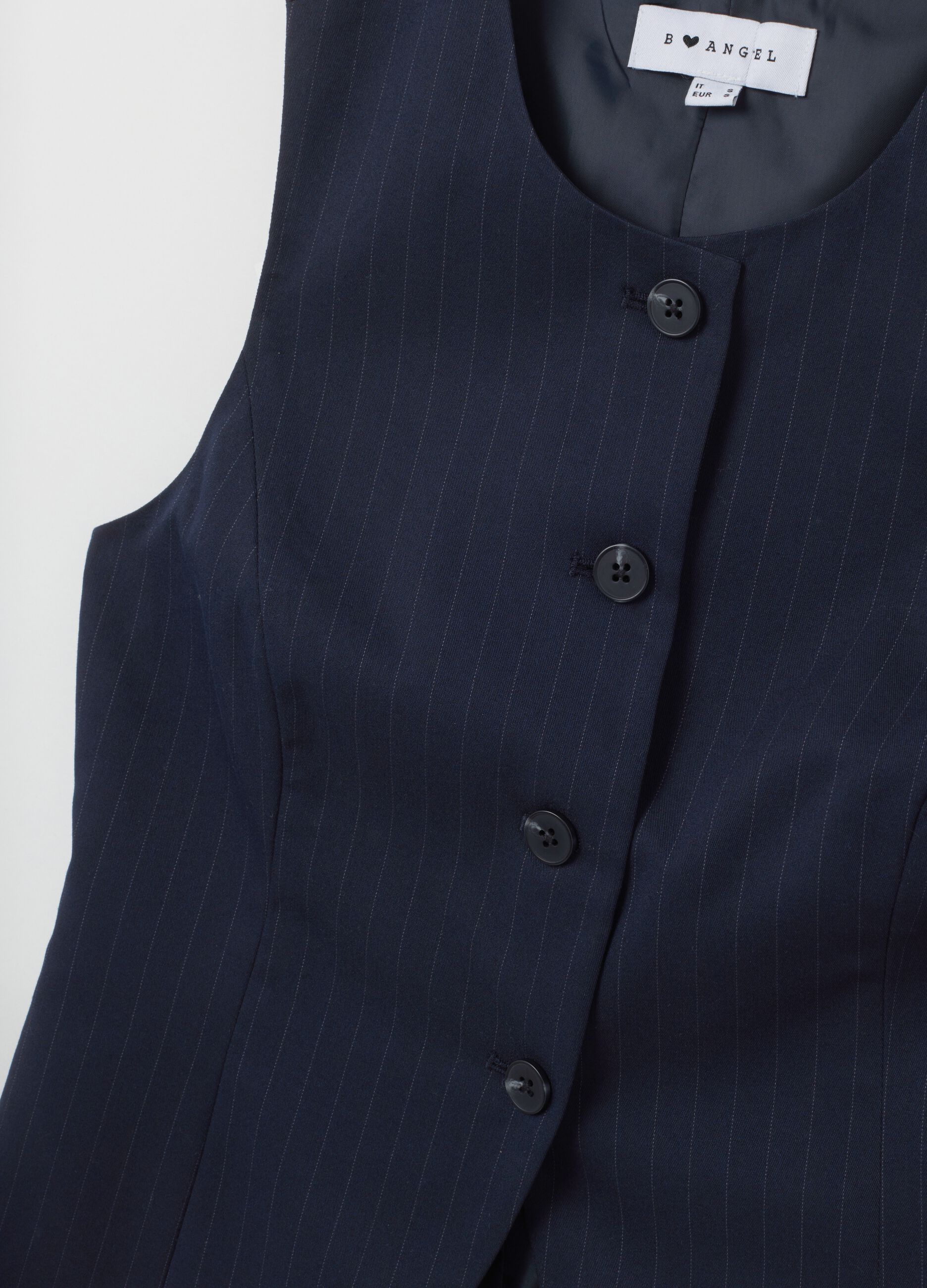 Gilet in tessuto elasticizzato blu regular fit a righe