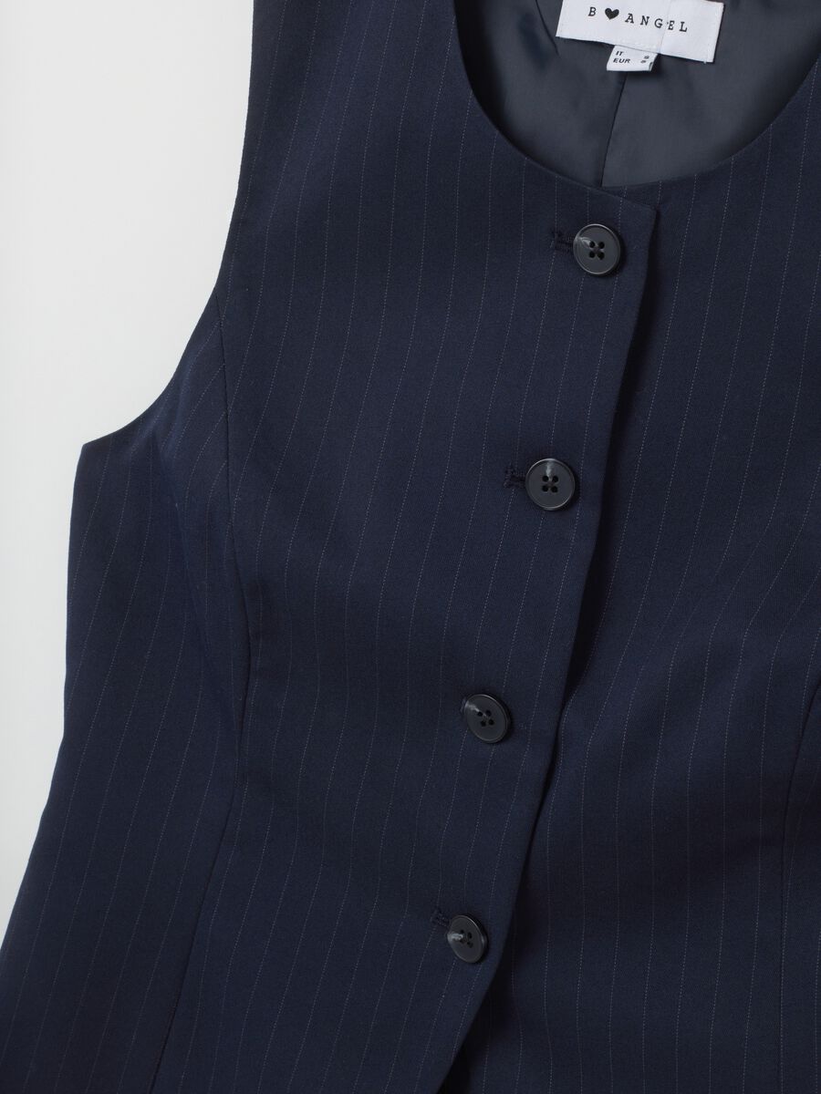 Gilet in tessuto elasticizzato blu regular fit a righe_5