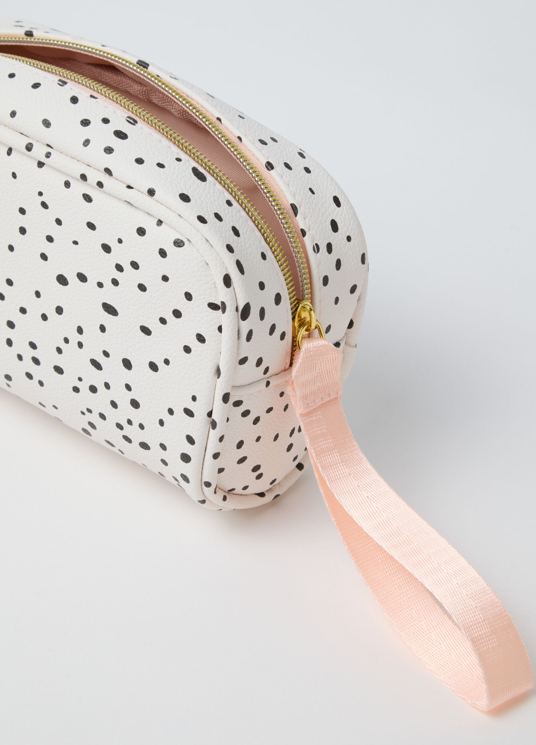 Multicolour PVC pouch with polka dot zip