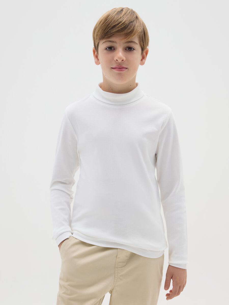 Maglia da ragazzo in puro cotone bianca regular fit_0