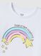 Girl's white pure cotton T-shirt regular fit with rainbow_2