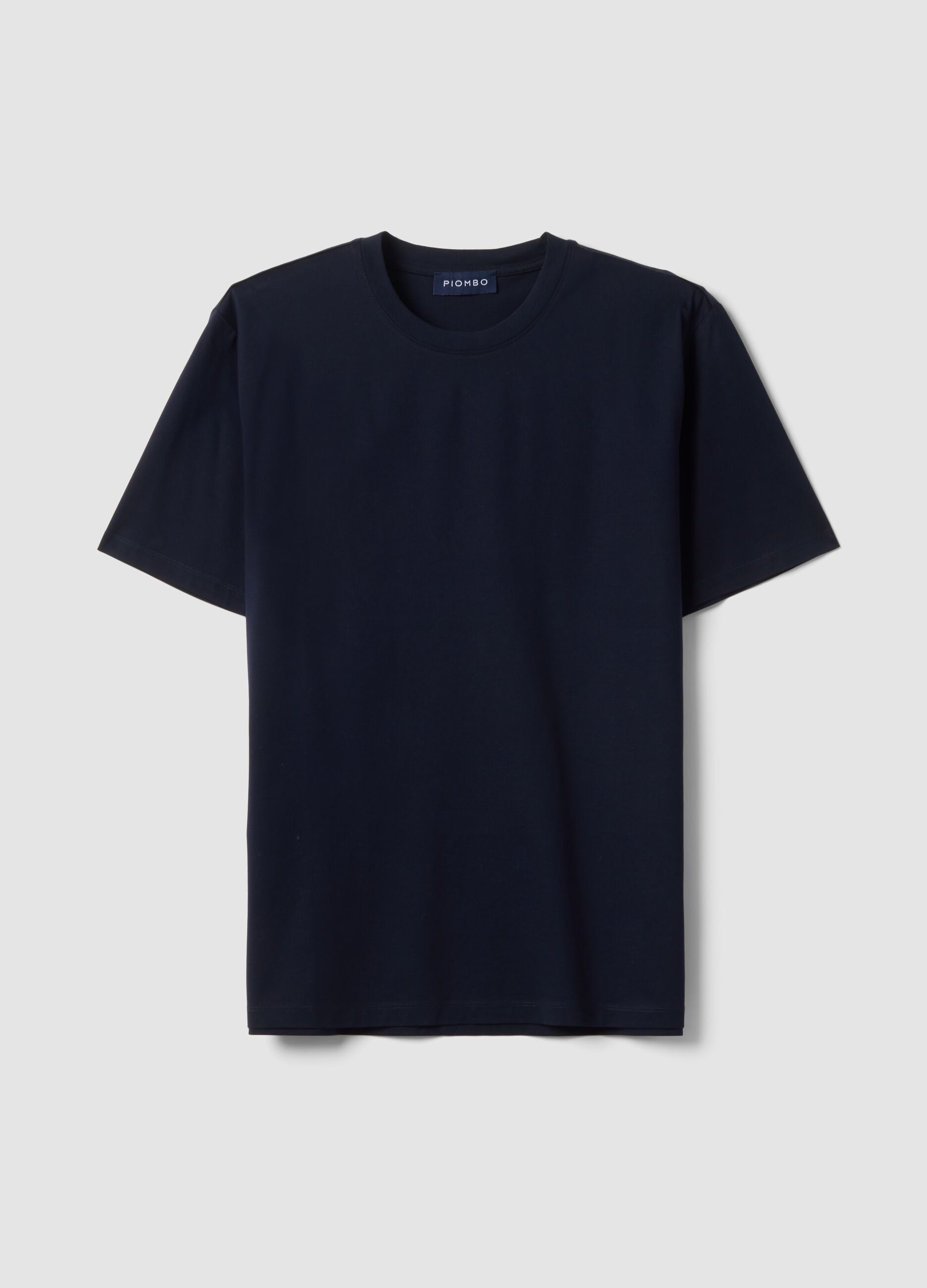T-shirt blu in jersey di puro cotone con girocollo relaxed fit