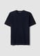 T-shirt blu in jersey di puro cotone con girocollo relaxed fit_0