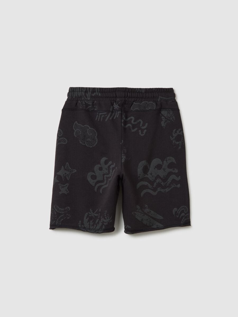 Shorts da ragazzo in puro cotone nero regular fit_4