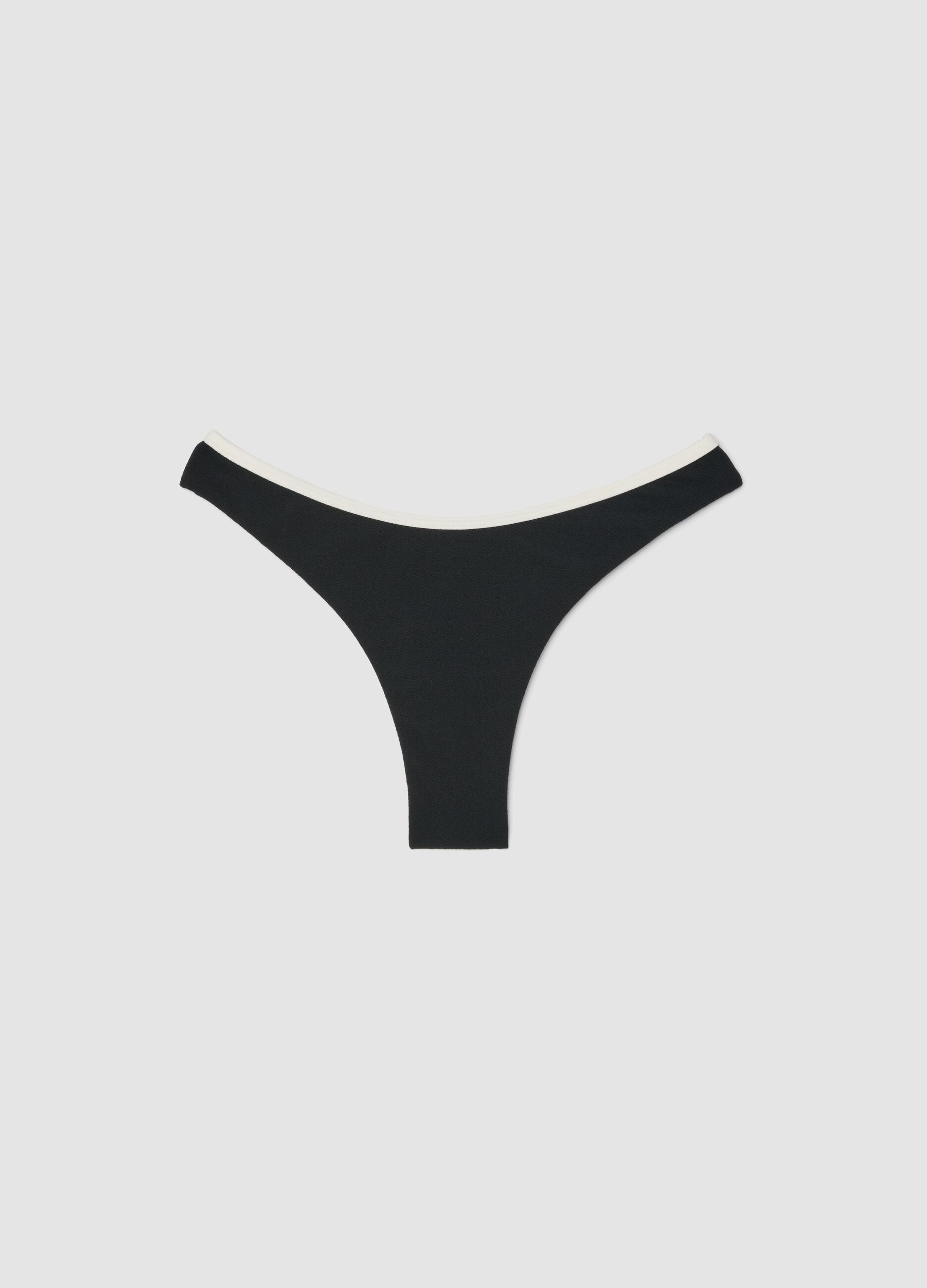 Black stretch swim briefs with white trim