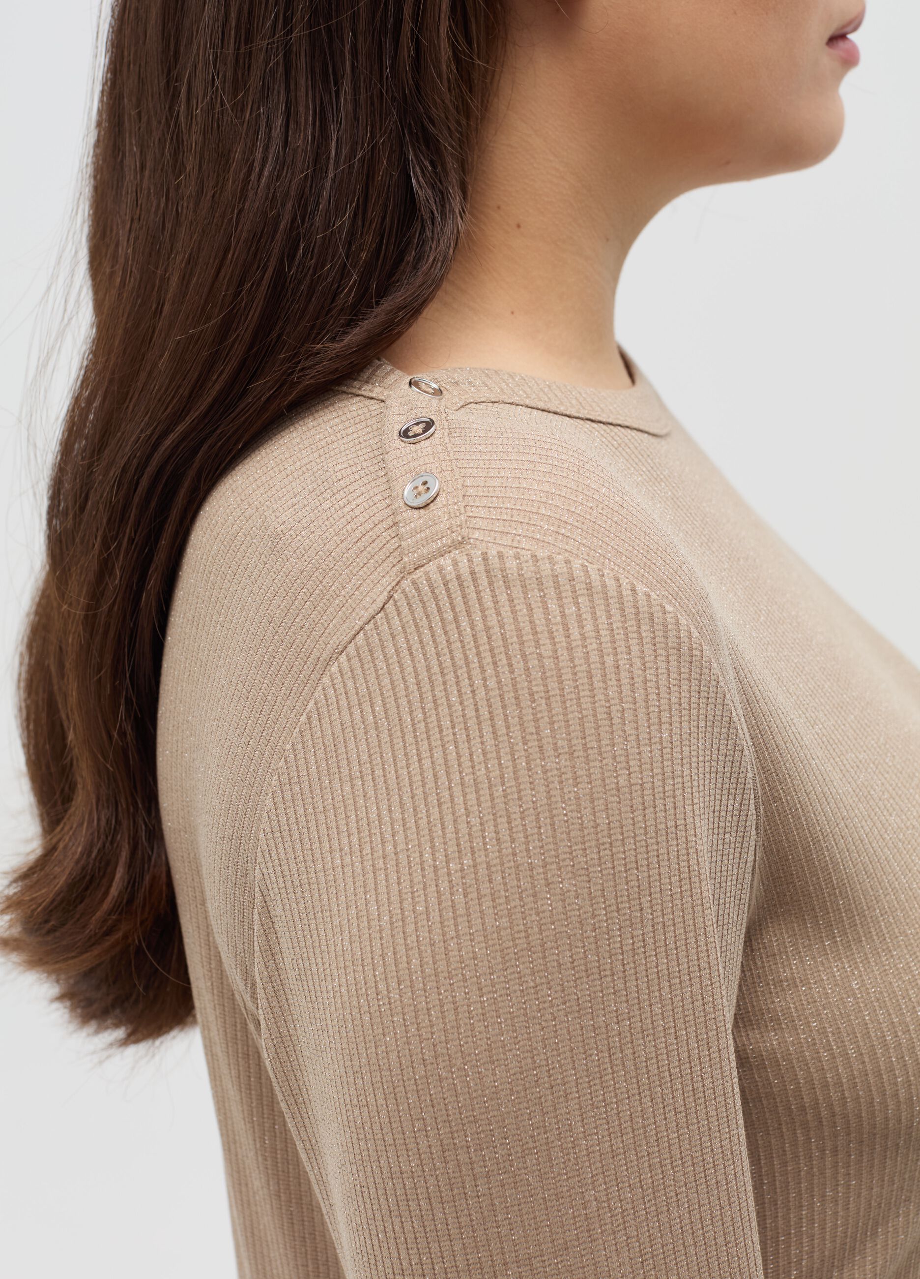 Curvy ribbed T-shirt in lurex