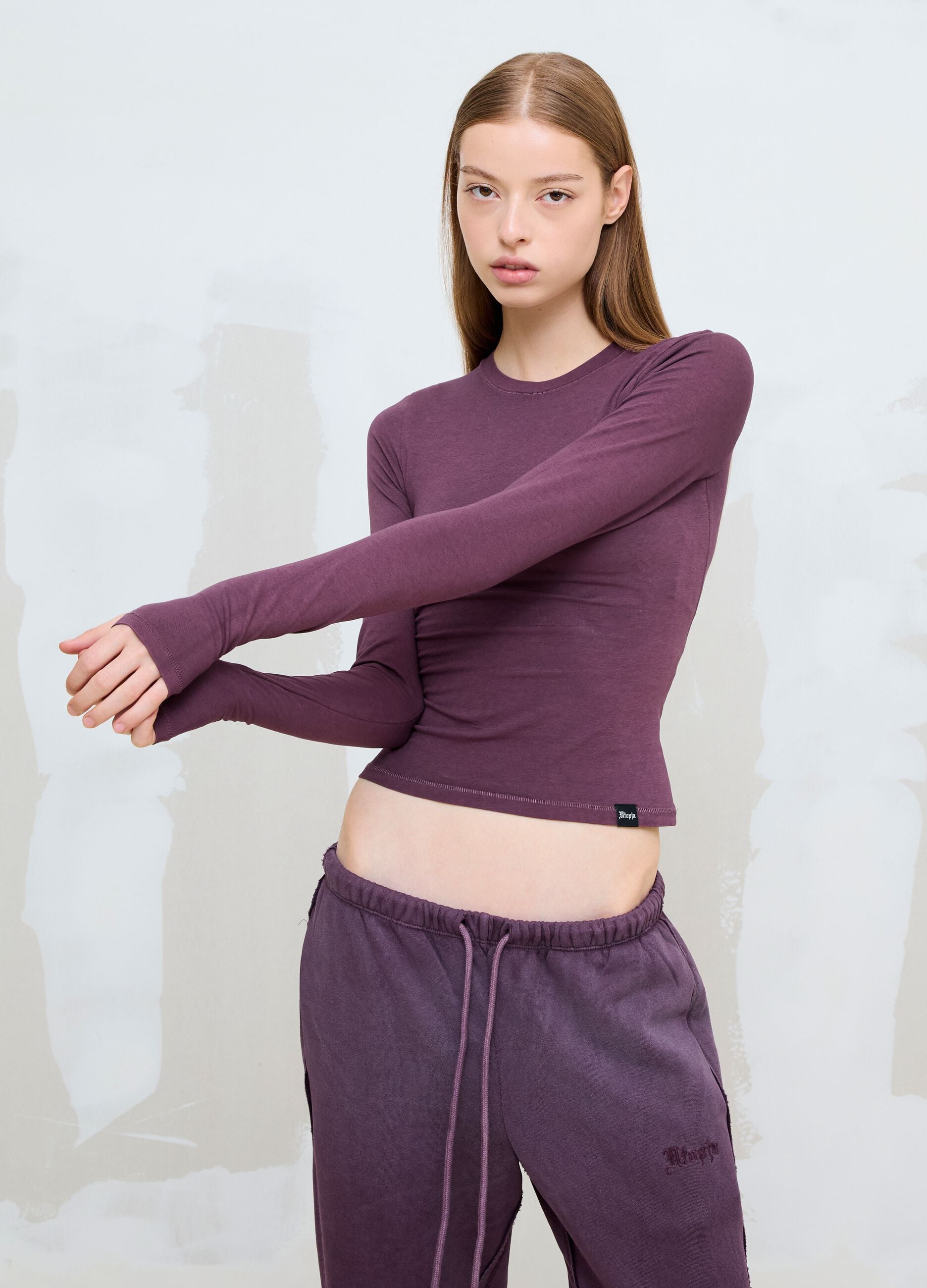 Perfect Washed Burgundy Long-Sleeve Top