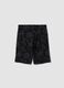 Black pure cotton all-over print shorts for boys, regular fit_1