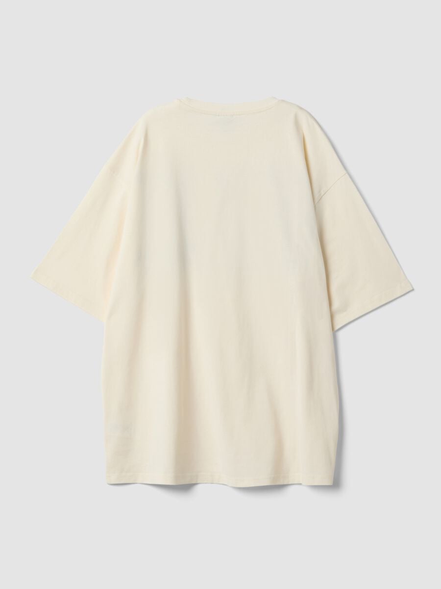 White oversized pure cotton T-shirt with front logo_6