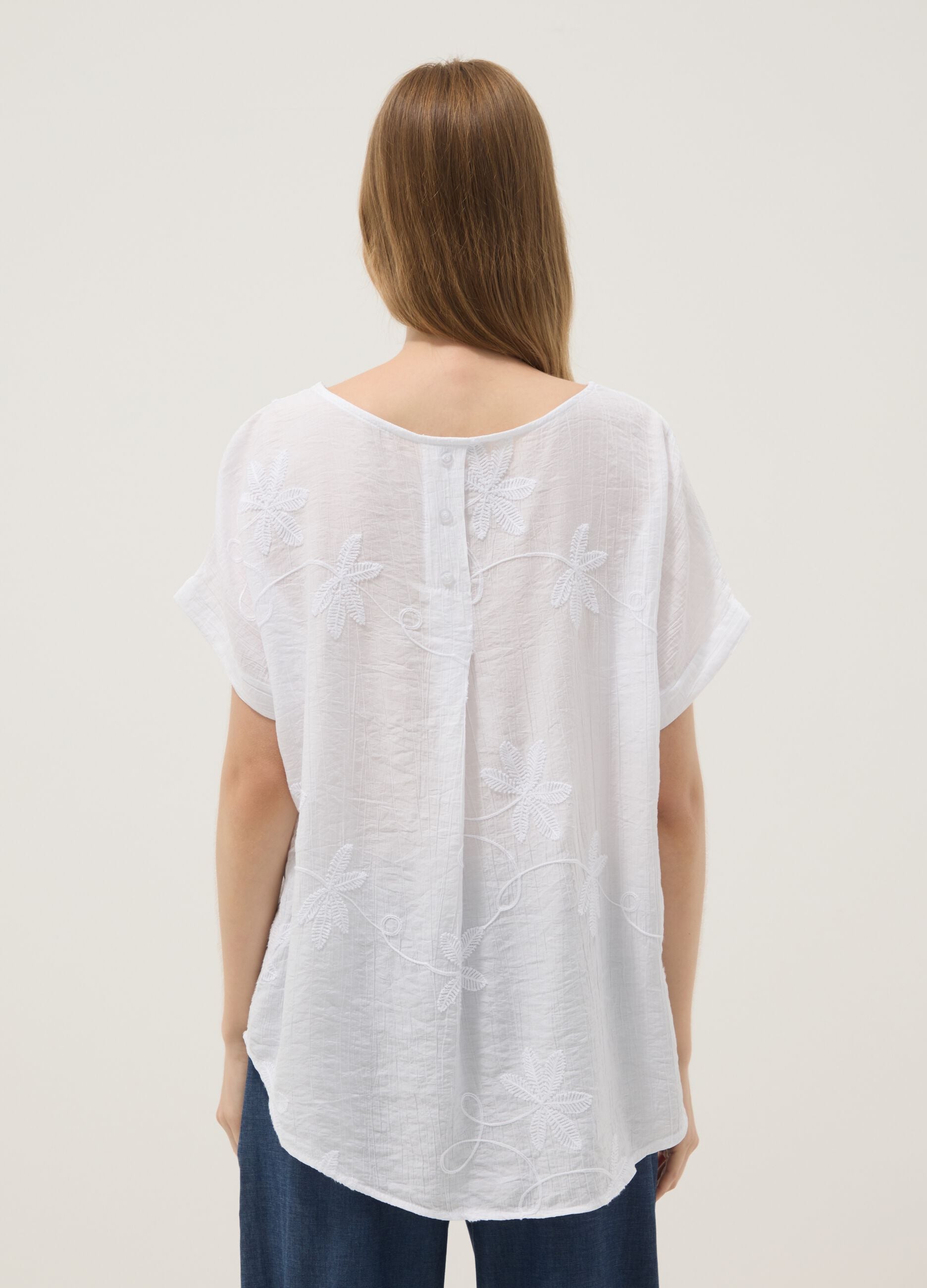 White viscose-blend blouse