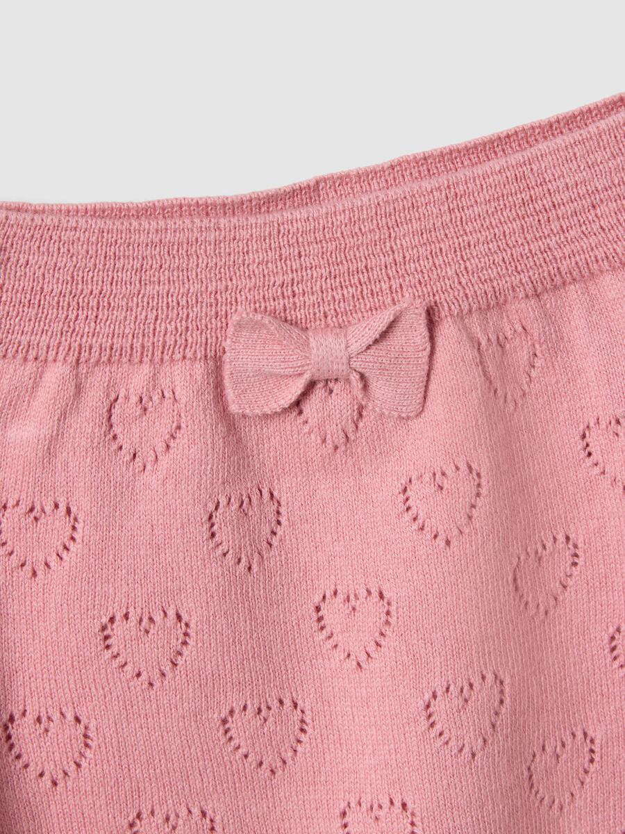 Set t-shirt shorts in puro cotone rosa da neonata con cuori_3