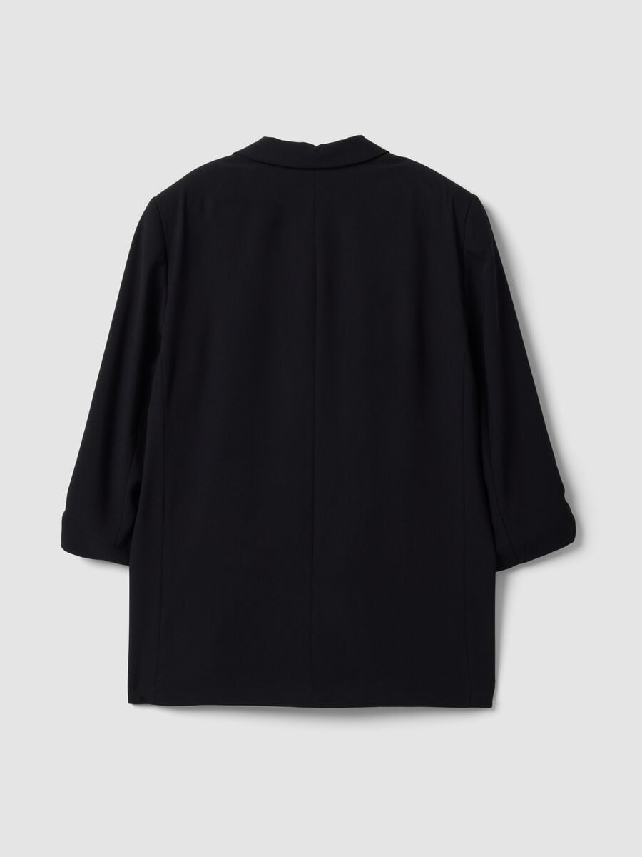 Blazer nero regular fit foderato con rever classico_2