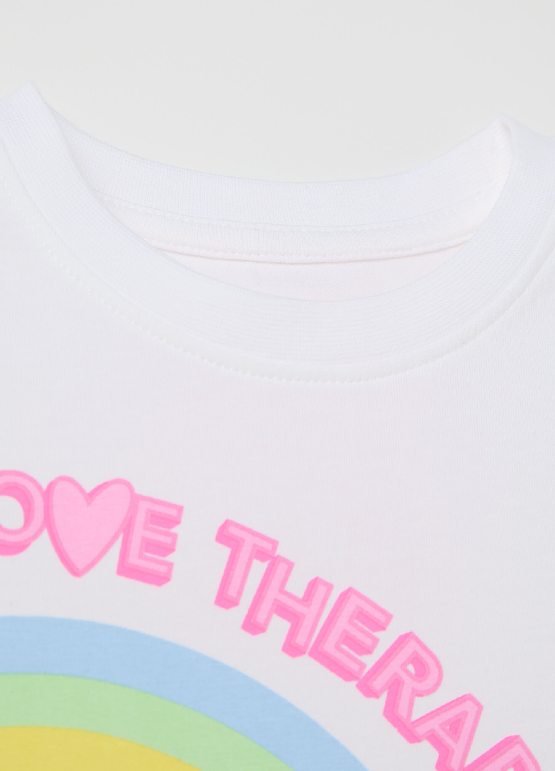 T-shirt with flowers and rainbow print