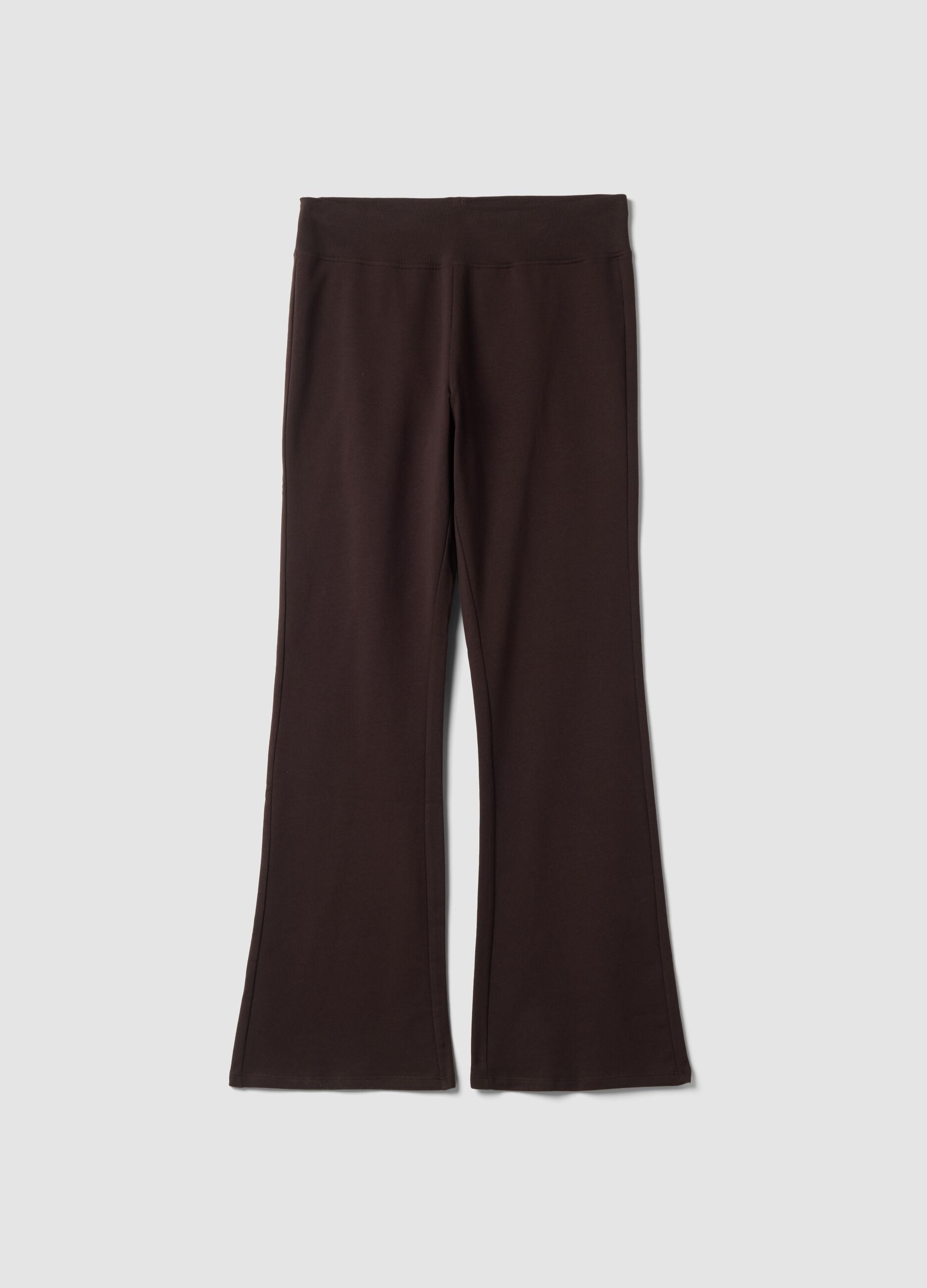 Brown bootcut stretch cotton trousers